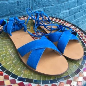 J. Crew Suede Pom-Pom Sandals